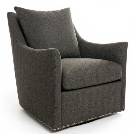 Swivel Chair in Charcoal Herringbone Upholstery 31"W x 39.5"D x  43"H