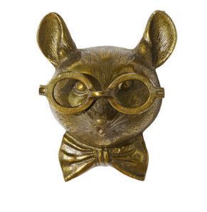 Antique Gold Metal Mouse Wall Mount 8.25"L x 5.5"W x 10.5"H