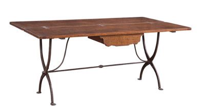 Black Iron and Walnut Hand Crafted Italian Artisan Console Table 72”W x 19.25"D x 32.5"H