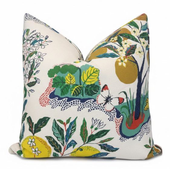 20" x 20" Floral Motif Flange Pillow w/ Down Fill