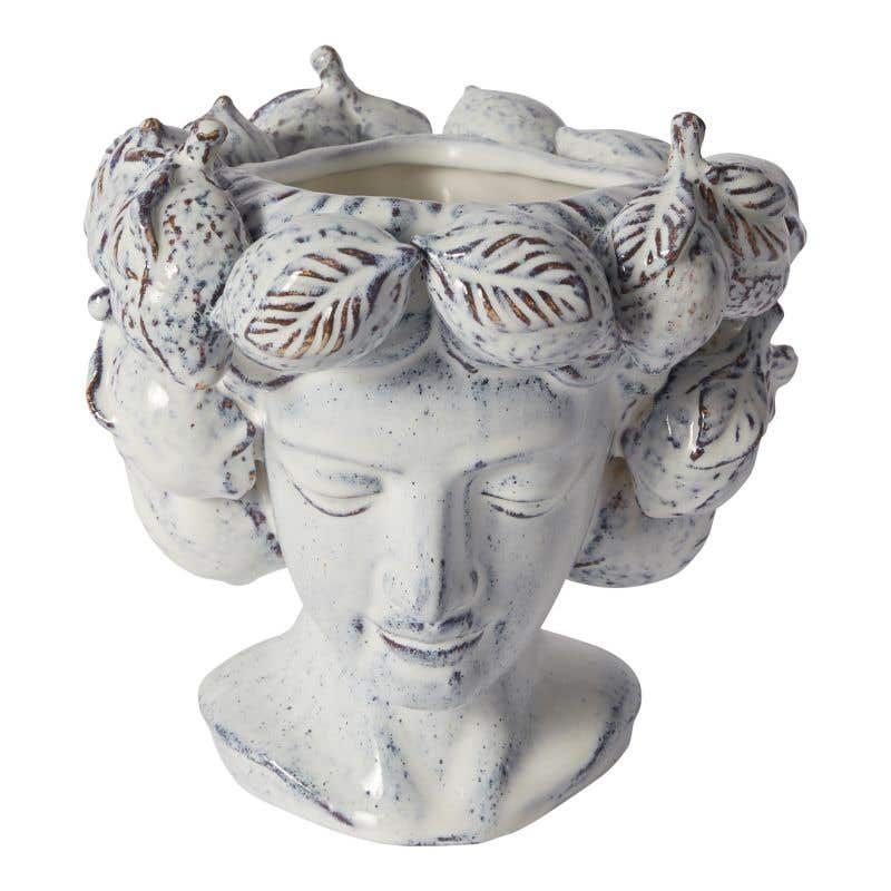 Ceramic White Glazed  Lemon Goddess Vase 9.25"L x 8"W x 9"H