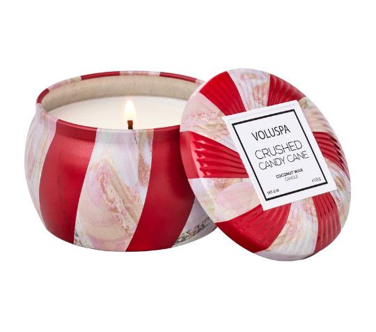 Mini Tin Crushed Candy Cane Candle 4oz