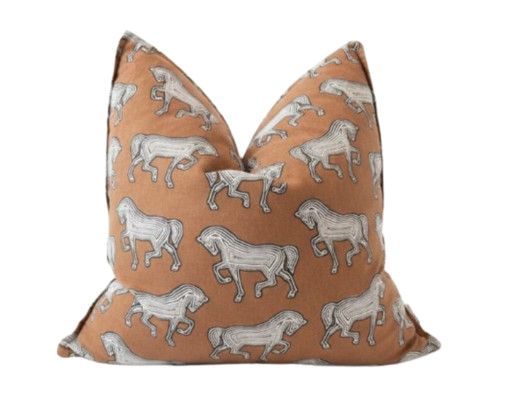 23" Custom Square Horse Print Pillow w/ Contrast Back P3