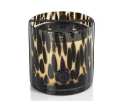 3-Wick Black Opal Glass Cedar Leaf and Hinoki Cypress Candle 6"Dia.