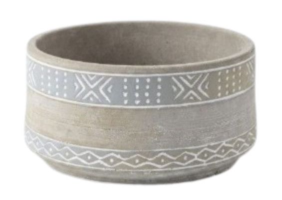 Large Ceramic Grey and Chartreuse Pot 8"Dia. x 4"H