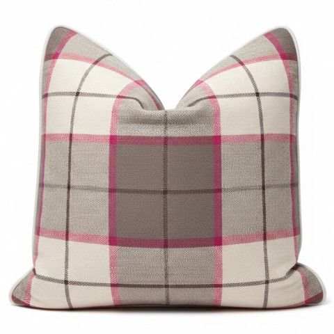 20x20 Aubergine Plaid Box Pillow
