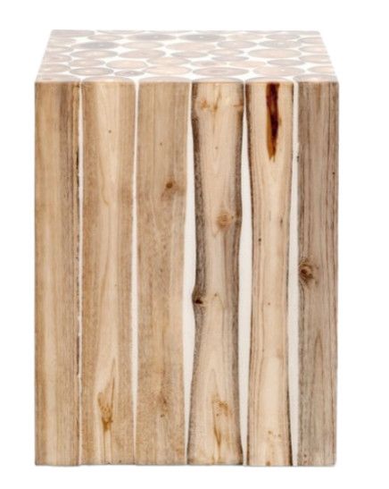 Hand-Crafted Teak Log Accent Table 14"L x 14"W x 19"H