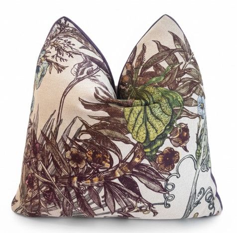 23x23 Aubergine Floral Print Pillow