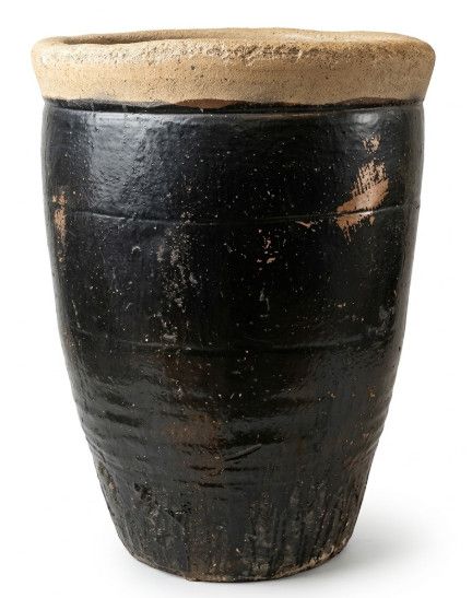 Large Vintage Black Urn 24.5"Dia. x 32.5"H