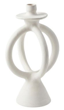 White Candlestick Holder, Morocco 6.2"W x 6.2"D x 11.7"H