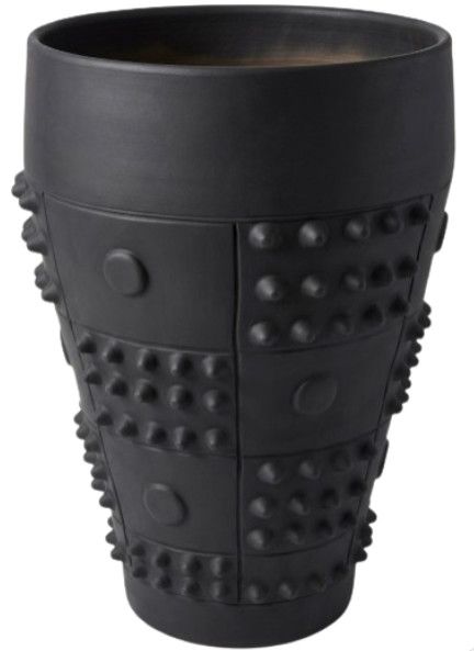 Large Black Textured Urn, Vintage Morocco 21.5"Dia. x 31"H