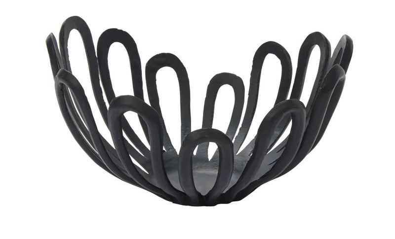 Black Cast Aluminum Sculptural Bowl 16.25"W x 14.25"D x 9.5"H