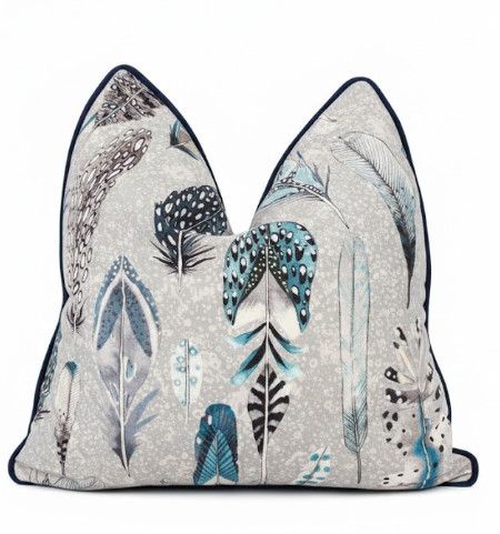 23x23 Multicolor Feather Print Pillow