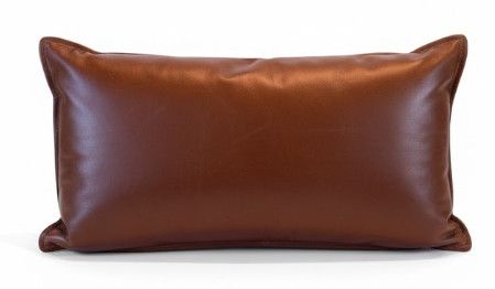 12x23 Brown Leather Lumbar Pillow w/ Flange
