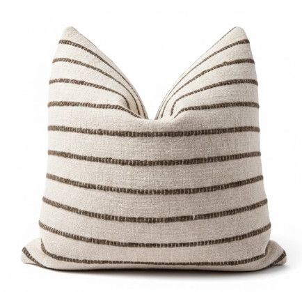 22x22 Textural Green Striped Pillow