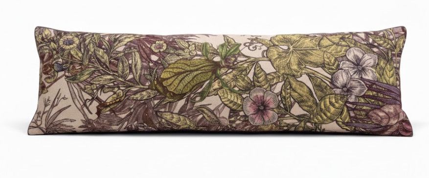 14x50 Aubergine Floral Print Lumbar Pillow