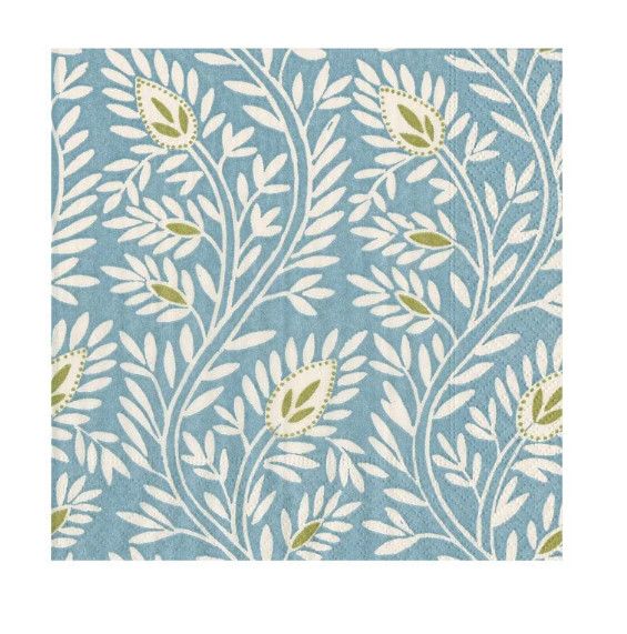Blue Floral Motif Cocktail Napkins