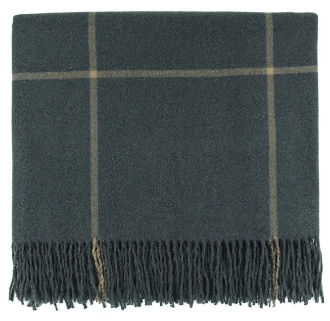 Dark Grey Plaid Throw w/ Fringe Detail 50" x 68"