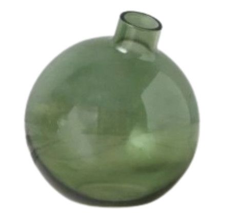 Green Glass Sphere Vase 4.8"Dia. x 4.9"H