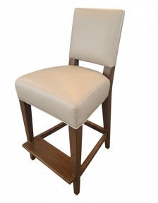 Counter Stool in Leather Upholstery w/ Stained Oak Frame and Deep Footrest 18"W x 20"D x 38"H