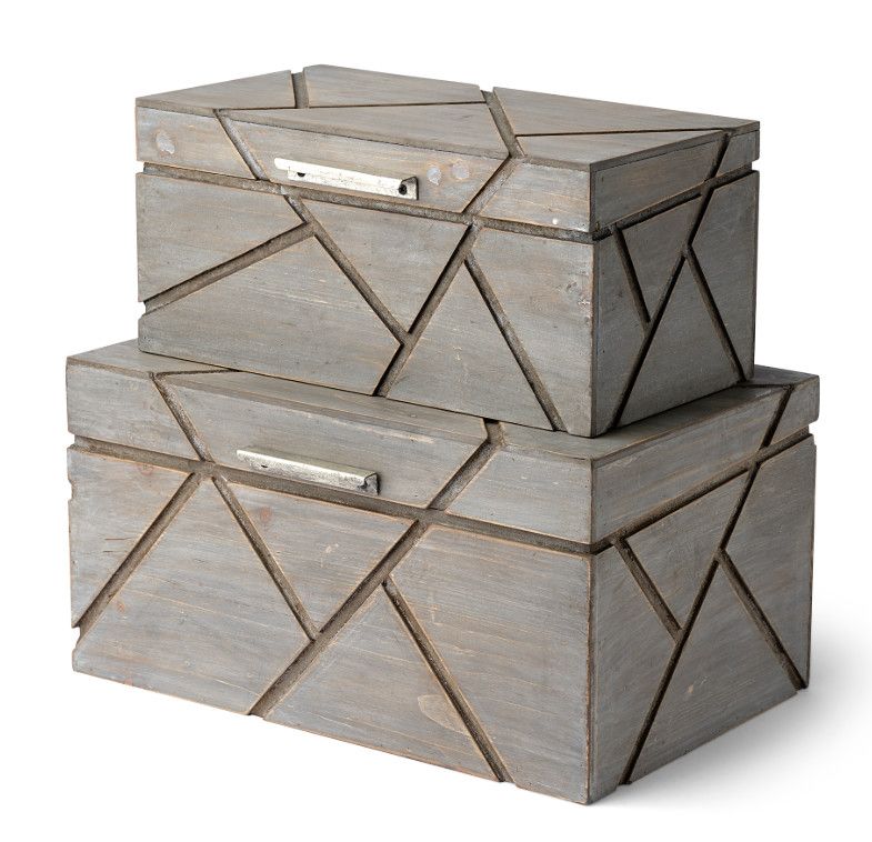 Large Decorative Gray Distressed Wood Box 16"L x 10"W  x 8"H