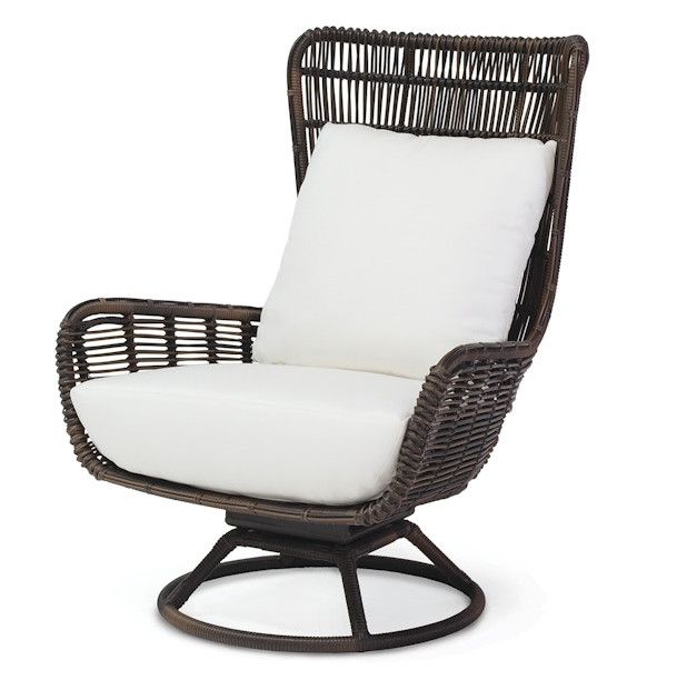 Swivel Lounge Chair w/ Cushion in Indoor/Outdoor Upholstery & Hand-Woven All-Weather Wicker Seat & Powder Coated Aluminum Frame 31.25 Swivel Lounge Chair w/ Cushion in Indoor/Outdoor Upholstery & Hand-Woven All-Weather Wicker Seat & Powder Coated Aluminum Frame 31.25"W x 34.5"D x 41.25"H