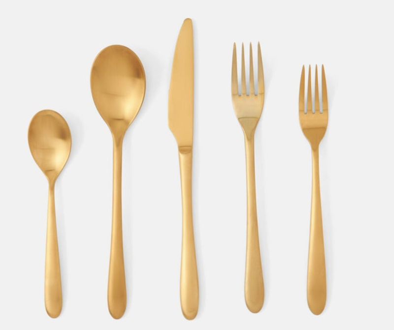 Set of Five Gold Flatware