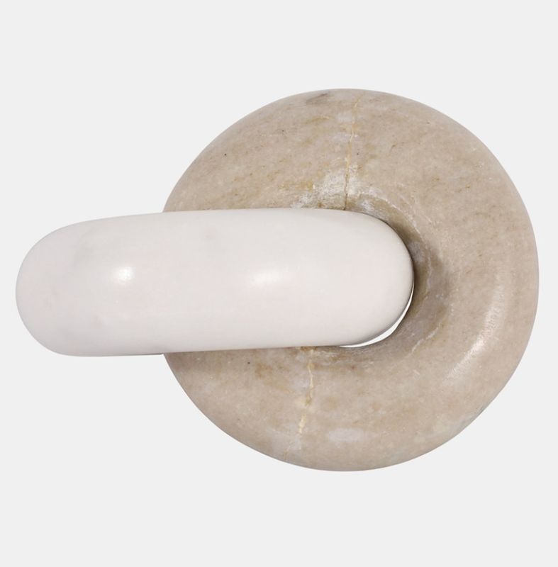 Tan & White Mable Chain Sculpture 7"Dia. x 4"H