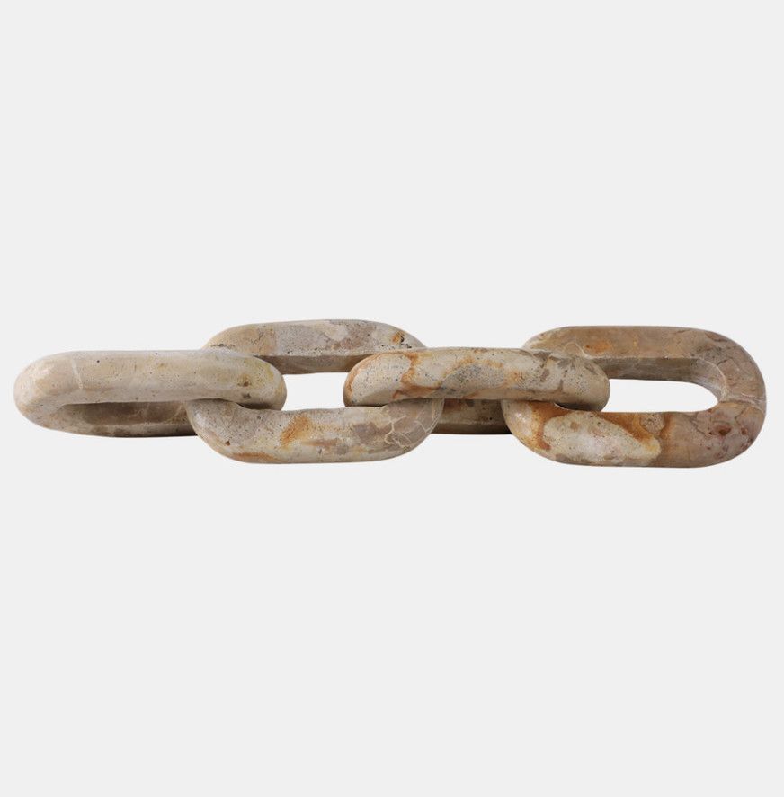 Natural Mable Chain Link Sculpture 14"L x 3"H