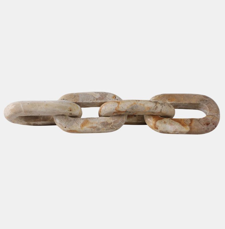 Natural Mable Chain Link Sculpture 14"L x 3"H