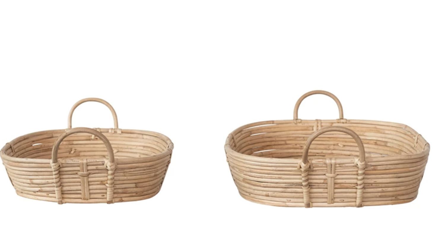 Large Natural Rattan Woven Tray w/ Handles 22"L  x 15"W x 3.5"H