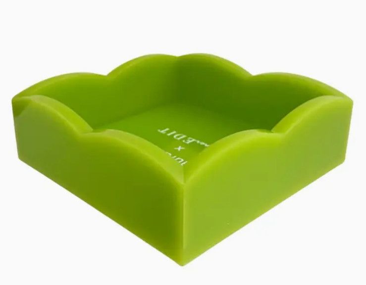 Green Acrylic Scalloped Edge Cocktail Napkin Holder