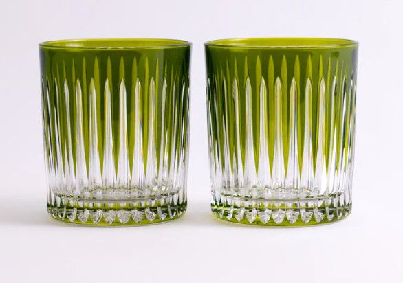 Olive Green Crystal Glass Tumbler