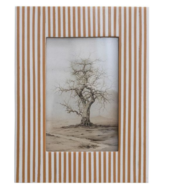 4x6 Caramel & White Striped Picture Frame