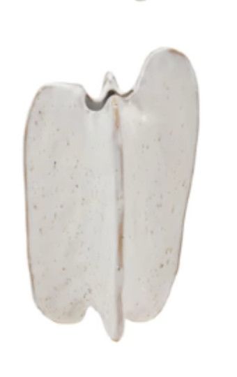 White Stoneware Geometric Vase 6"H