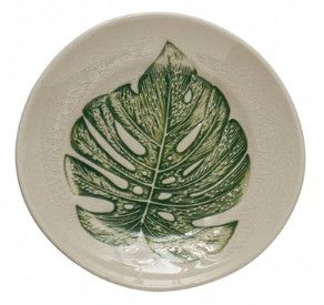 (A) Stoneware Crackle Glazed Botanical Plate 5"Dia.