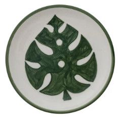 (A) Hand-Painted Stoneware Botanical Plate 5"Dia.