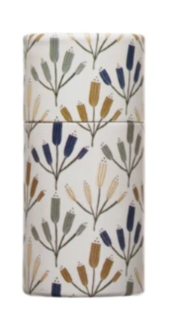 Blue Tipped Matches in Colorful Floral Motif Tube Holder