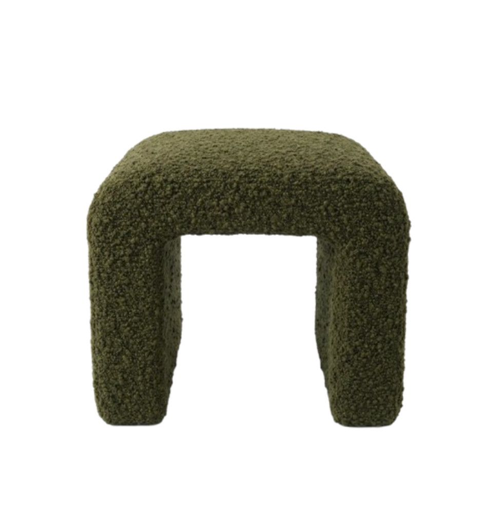 Ottoman in Green Boucle Upholstery 20"W x 18"D x 18"H