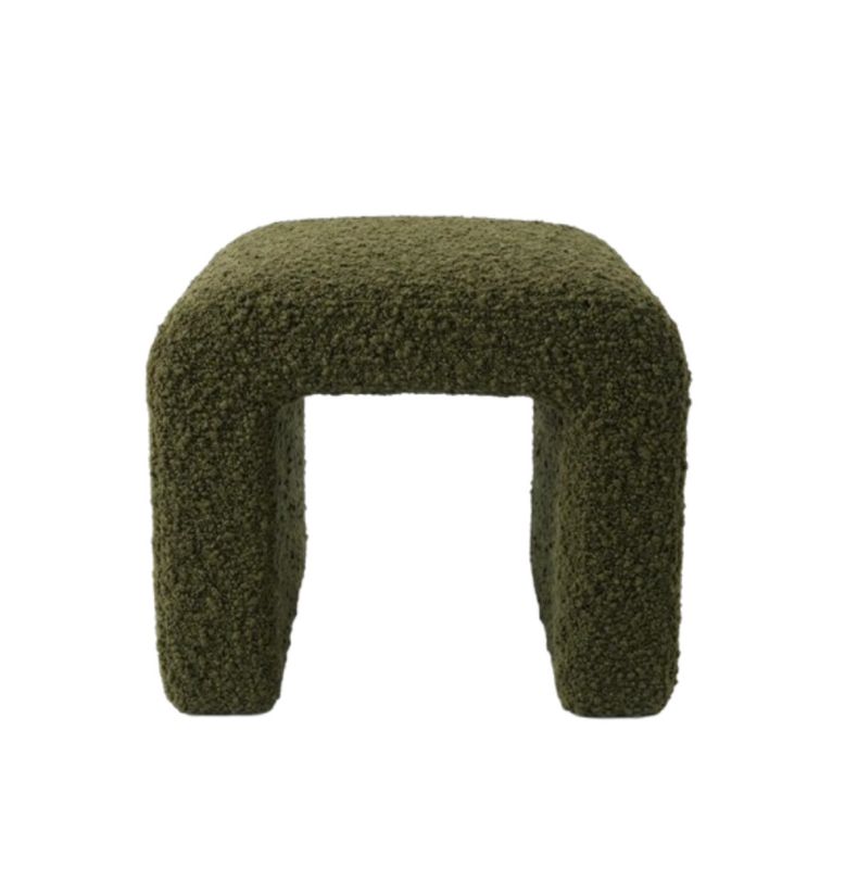 Ottoman in Green Boucle Upholstery 20"W x 18"D x 18"H