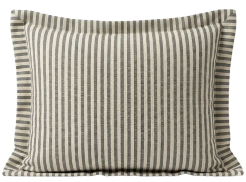 20x26 Black & White Striped Pillow w/ Flange Detail