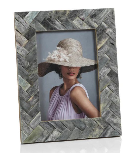 5x7 Gray Woven Horn Picture Frame