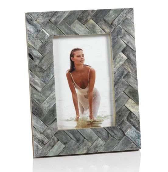 4x6 Gray Woven Horn Picture Frame