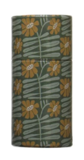 Grey Tipped Matches in Colorful Floral Motif Tube Holder
