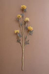 Realistic Faux Yellow Bloom Stem 33”H