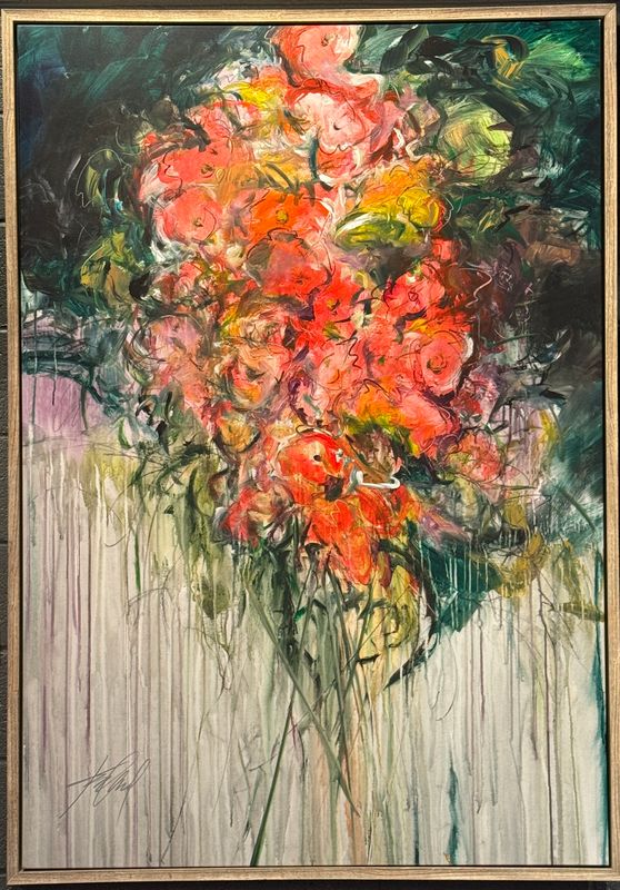 Original Artist Signed Abstract in Wood Floater Frame 43"W x 62"H