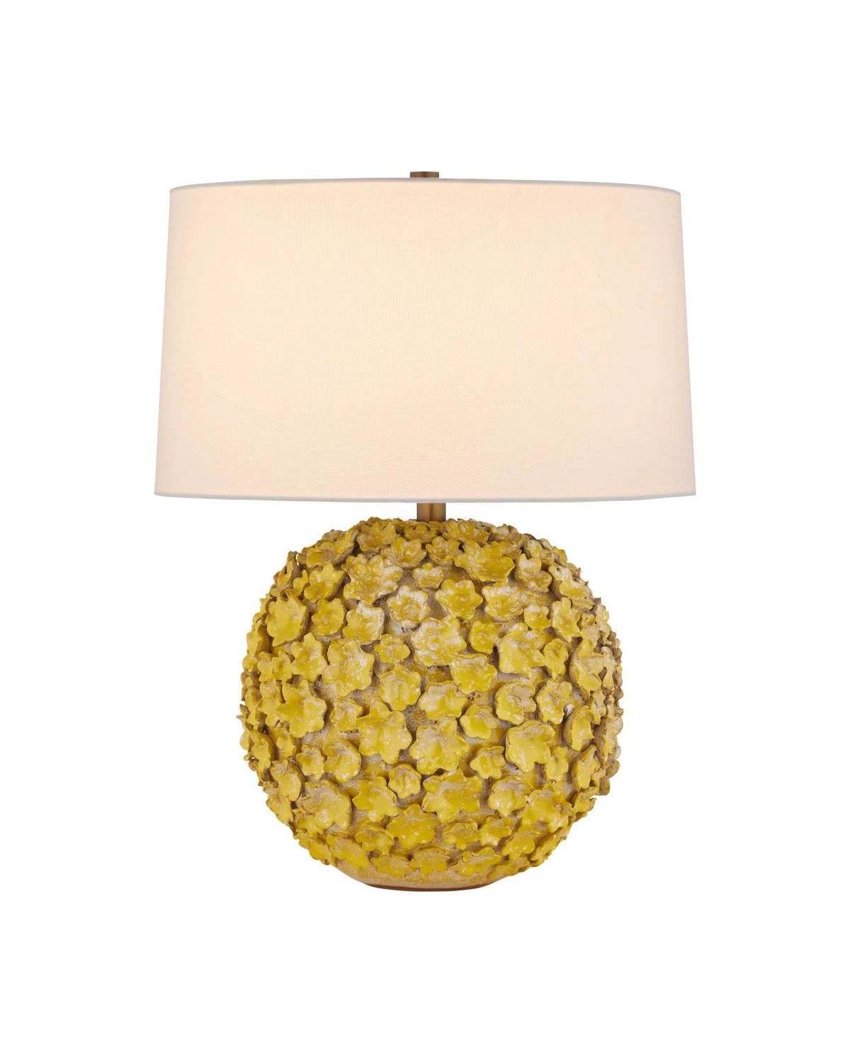Ceramic Yellow Textural Petal Table Lamp 18”Dia. x 24”H