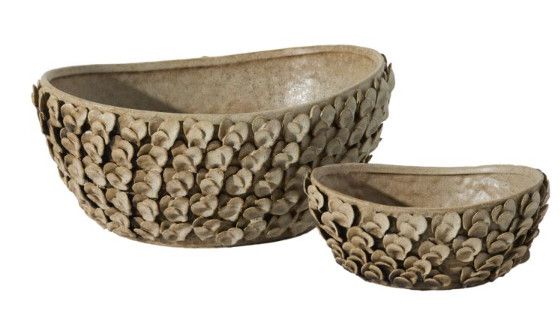 Large Ceramic Textural Petal Bowl 16.5"L x 13.25"W x 7.25"H