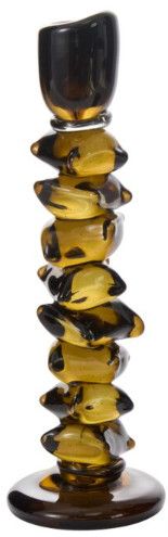 Large Sculptural Glass Candle Holder 13.5"H