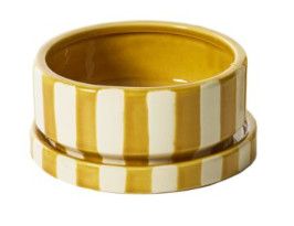 Yellow Striped Ceramic Pot 6.5"Dia. x 3"H